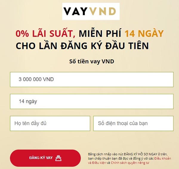 Vay gấp 2 triệu tại VayVND